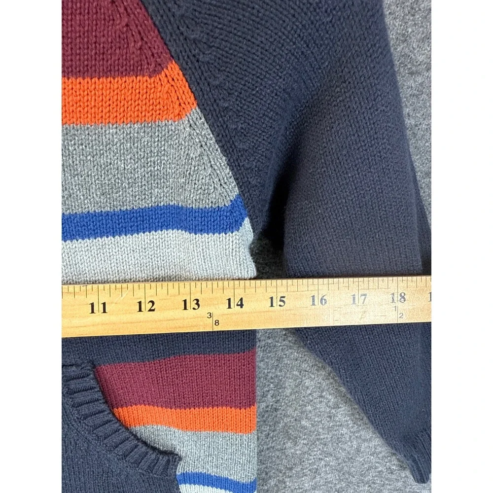 Gymboree Hooded Sweater Kids XS 3-4 Navy Multi Stripe Warm Knit Pullover School